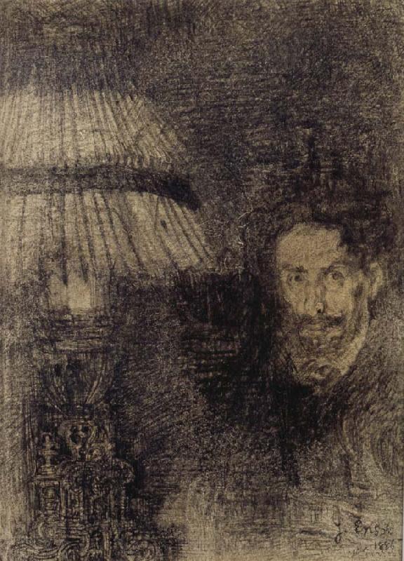 James Ensor Self-Portrait by Lamplight or In the Shadow oil painting image